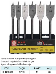 BHD 00801 YAPRAK MATKAP UCU 6'LI